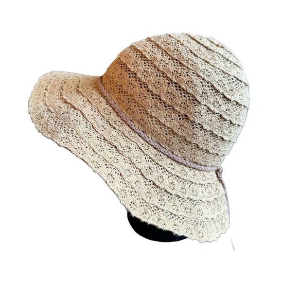 C.C Exclusives Beige Straw Sun Hat Wide Brim Braided Women's One Size - Picture 11 of 14